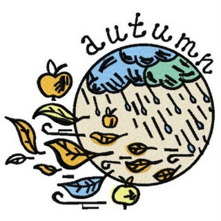 Rainy autumn embroidery design - Embroidery Design