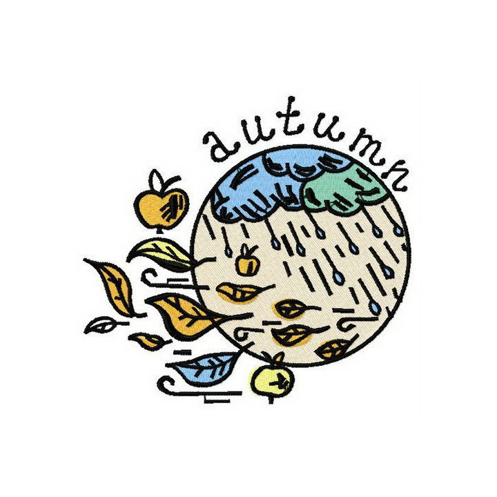 Rainy autumn embroidery design - Embroidery Design