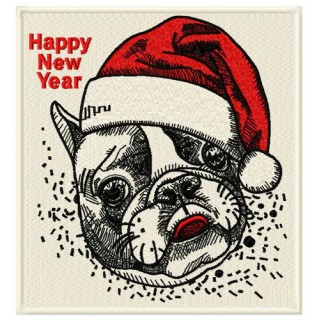 Christmas bulldog embroidery design - Embroidery Design