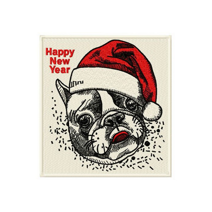 Christmas bulldog embroidery design - Embroidery Design