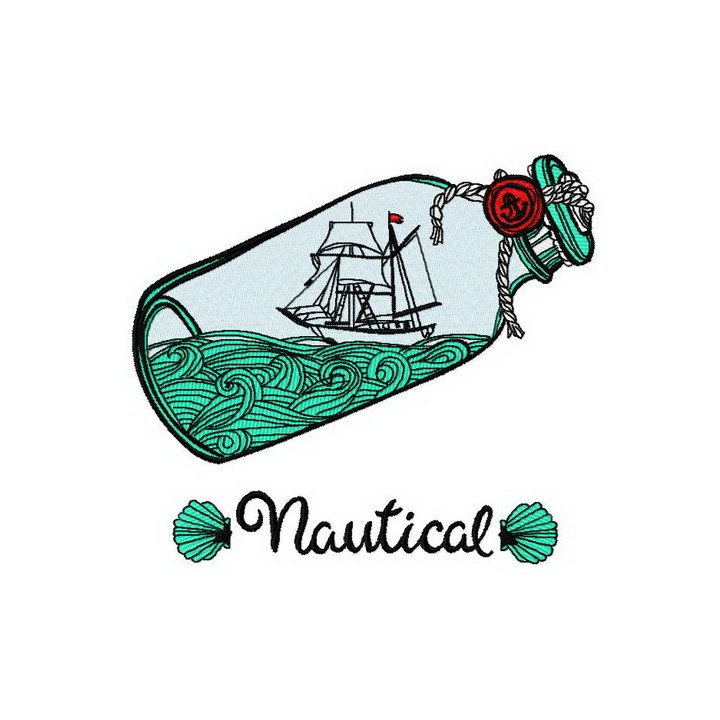 Ship in the bottle embroidery design - Embroidery Design
