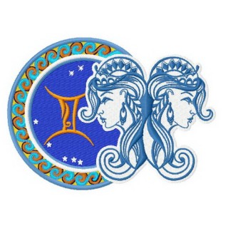 Zodiac sign Gemini 2 embroidery design - Embroidery Design