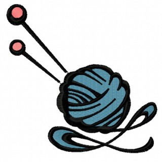 Wool skein and knitting needles 2 embroidery design - Embroidery Design