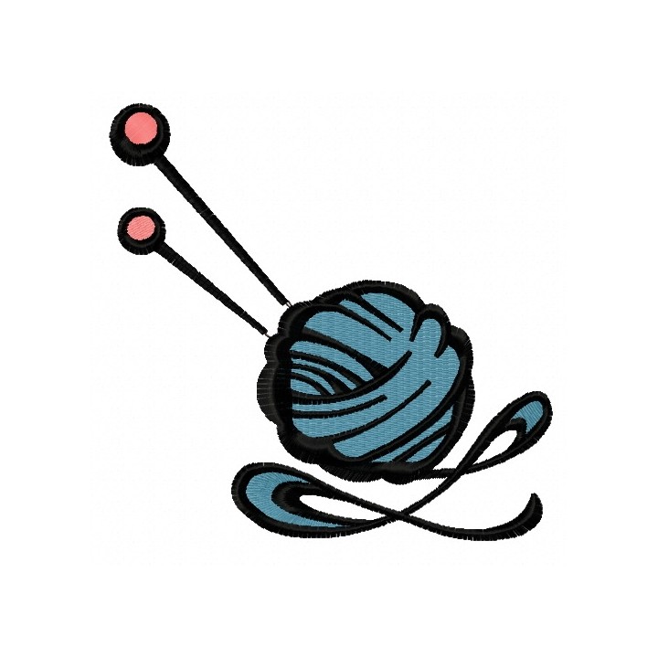 Wool skein and knitting needles 2 embroidery design - Embroidery Design