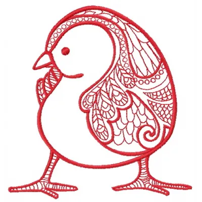 Mosaic chicken 2 embroidery design showcasing vibrant colors and intricate details, perfect for farm-themed projects.