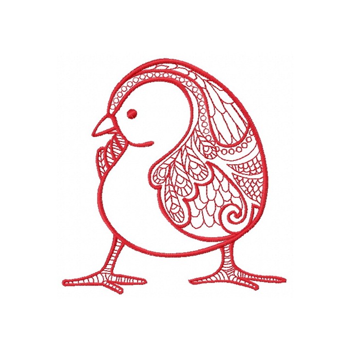 Mosaic chicken 2 embroidery design - Embroidery Design