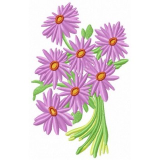 Bouquet of purple Alpine asters embroidery design - Embroidery Design