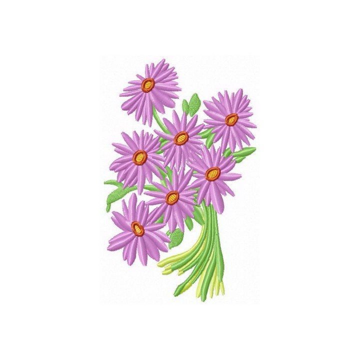 Bouquet of purple Alpine asters embroidery design - Embroidery Design