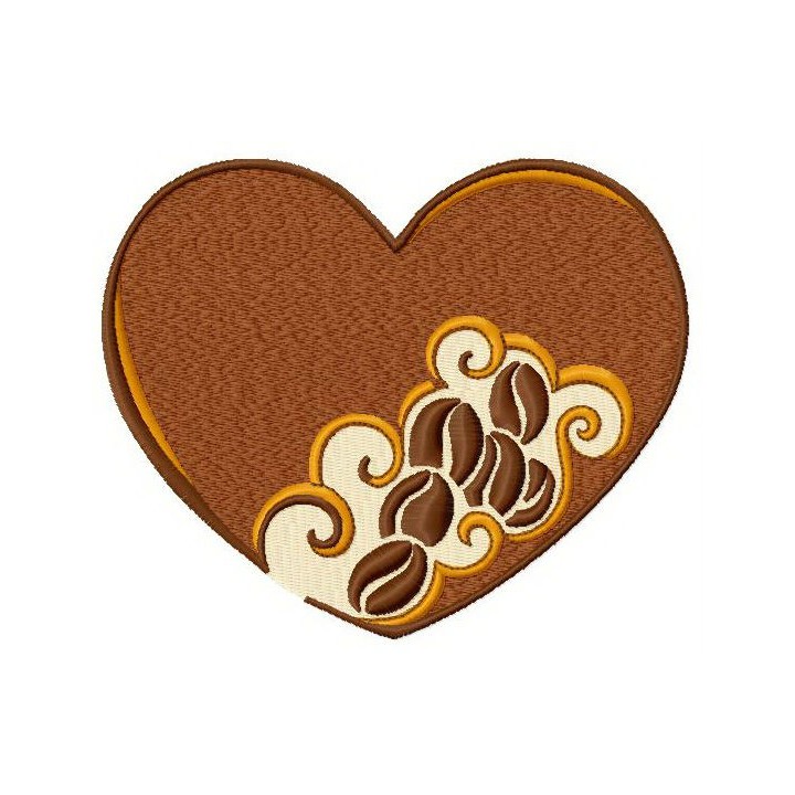 Coffee heart embroidery design - Embroidery Design