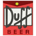 Preview of Duff Beer logo embroidery design from The Simpsons, showcasing a fun stitching pattern for apparel.