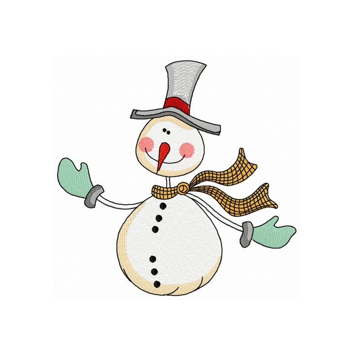 Ruddy snowman embroidery design - Embroidery Design