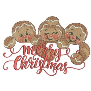 Gingerbread trio 3 embroidery design - Embroidery Design