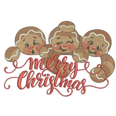 Preview of the Gingerbread Trio 3 embroidery design featuring three charming gingerbread figures.