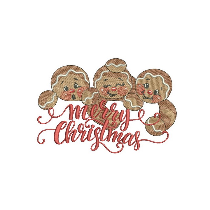 Gingerbread trio 3 embroidery design - Embroidery Design