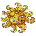 Preview of the Sun 4 embroidery design, featuring a vibrant sun motif ideal for embellishing t-shirts and tote bags.