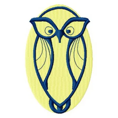 Preview of slim owl embroidery design showcasing intricate details for t-shirts, tote bags, and more.