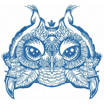 Queen owl 2 embroidery design featuring a regal owl motif, ideal for embellishing apparel and home decor.