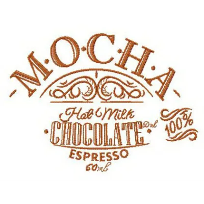 Mocha recipe embroidery design showcasing coffee-themed stitched motifs on fabric