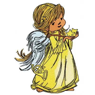 Preview of the Star Angel 3 embroidery design featuring a celestial angel motif, ideal for stitching on t-shirts or pillows.
