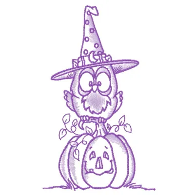 Witchy Whoo's embroidery design featuring a whimsical owl, perfect for creating unique stitched motifs.