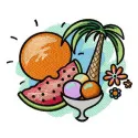 Paradise embroidery design featuring vibrant tropical motifs, perfect for summer-themed projects like t-shirts and tote bags.