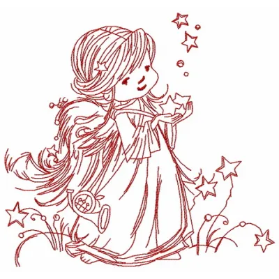 Star angel 2 embroidery design showcasing a celestial angel motif, perfect for stitching on t-shirts or baby onesies.