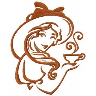 Lady's coffee break 4 embroidery design - Embroidery Design