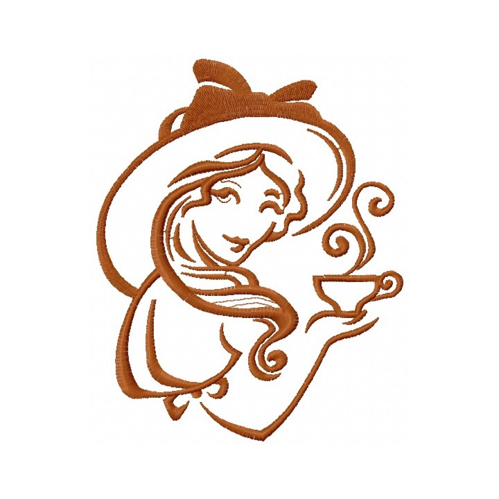 Lady's coffee break 4 embroidery design - Embroidery Design