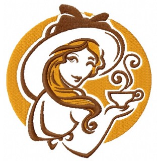 Lady's coffee break 3 embroidery design - Embroidery Design