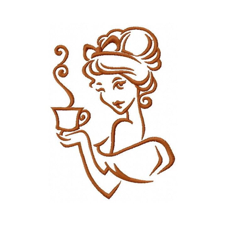 Lady's coffee break 2 embroidery design - Embroidery Design