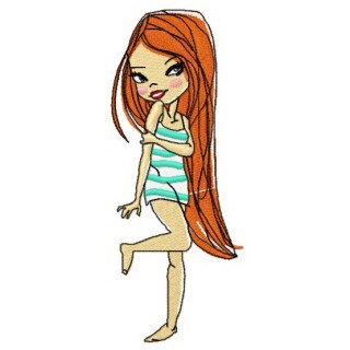 Shy girl embroidery design - Embroidery Design