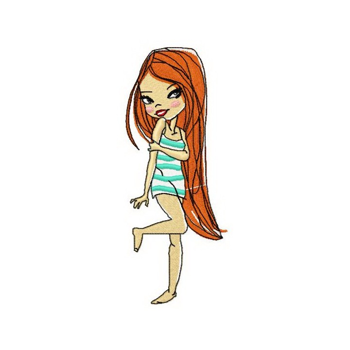 Shy girl embroidery design - Embroidery Design