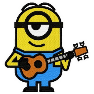 Minion with guitar embroidery design - Embroidery Design