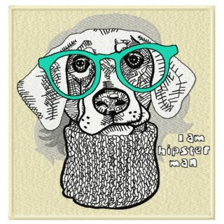 Hipster dog embroidery design - Embroidery Design