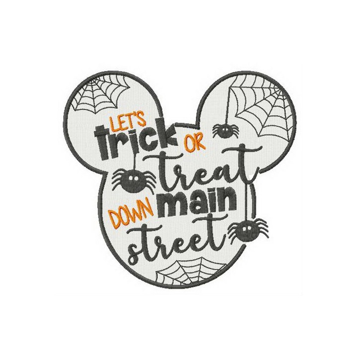Let's trick or treat down main street embroidery design - Embroidery Design
