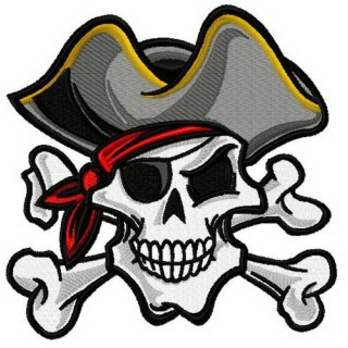 Pirate's skull 2 embroidery design - Embroidery Design