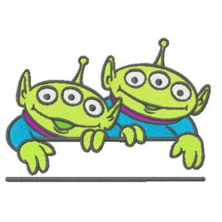 Two Aliens monogram embroidery design - Embroidery Design