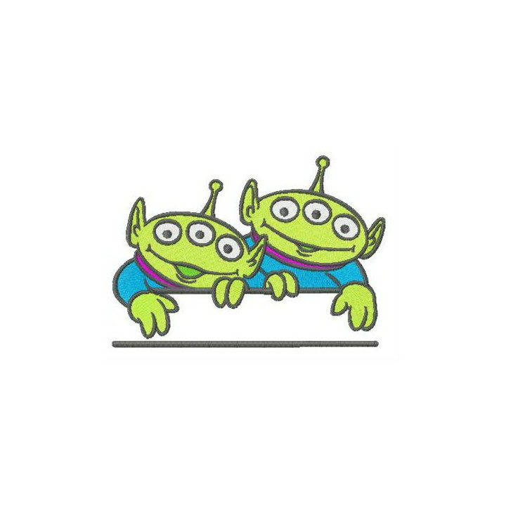 Two Aliens monogram embroidery design - Embroidery Design