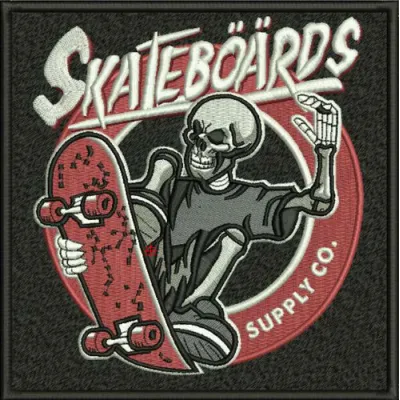 Skateboards Supply Co. embroidery design showcasing a fun and creative pattern for hobbyists and crafters.