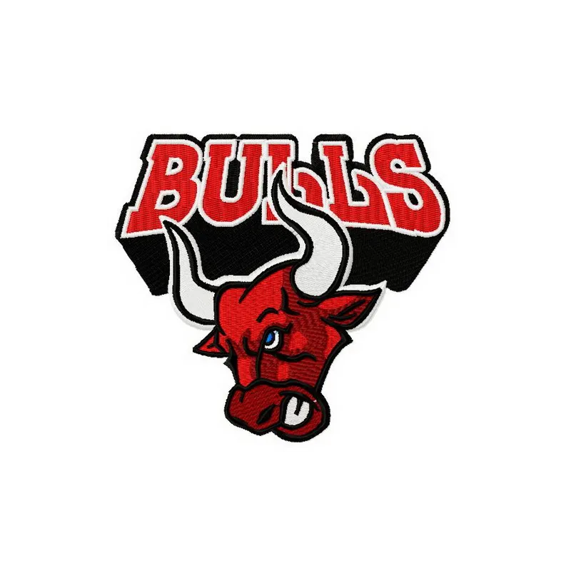 Bulls embroidery design featuring intricate stitched motifs, ideal for adding charm to t-shirts and tote bags.