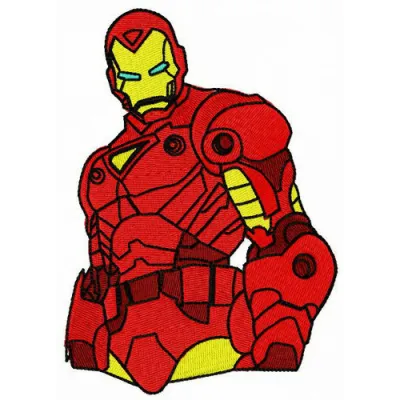 Brave Iron Man embroidery design showcasing a bold superhero motif for creative stitching projects.