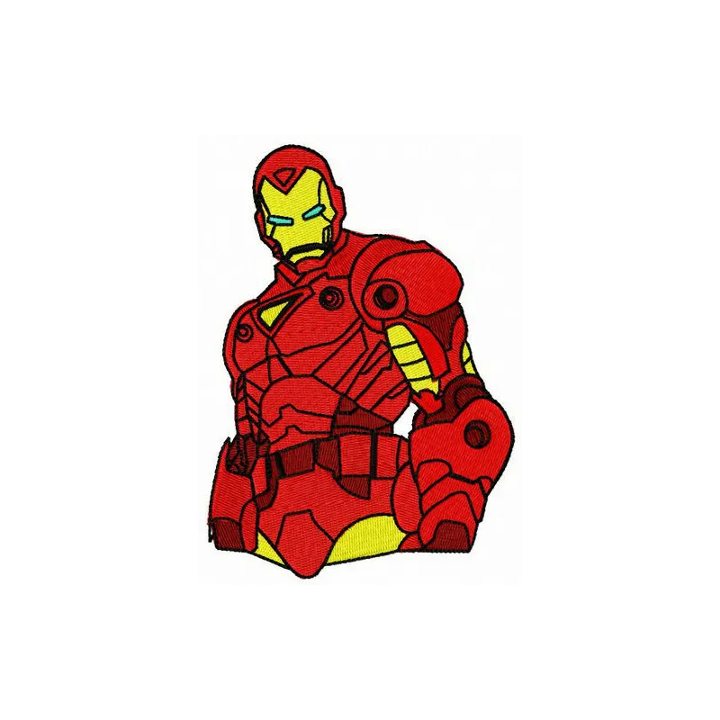 Brave Iron Man embroidery design showcasing a bold superhero motif for creative stitching projects.