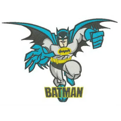 Preview of the Superhero Batman embroidery design, showcasing a dynamic stitched motif for creative projects.