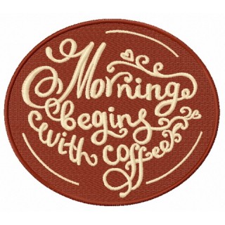 Morning begins with coffee 2 embroidery design - Embroidery Design
