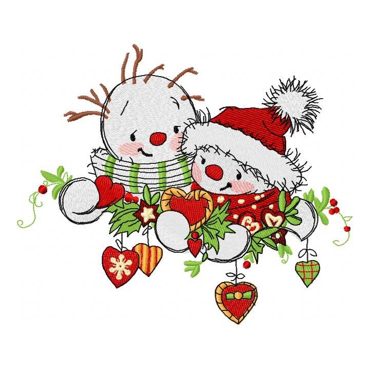 Snowmens meet embroidery design - Embroidery Design