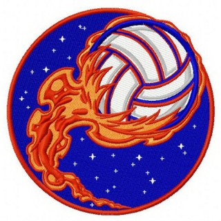 Volleyball ball in flame embroidery design - Embroidery Design