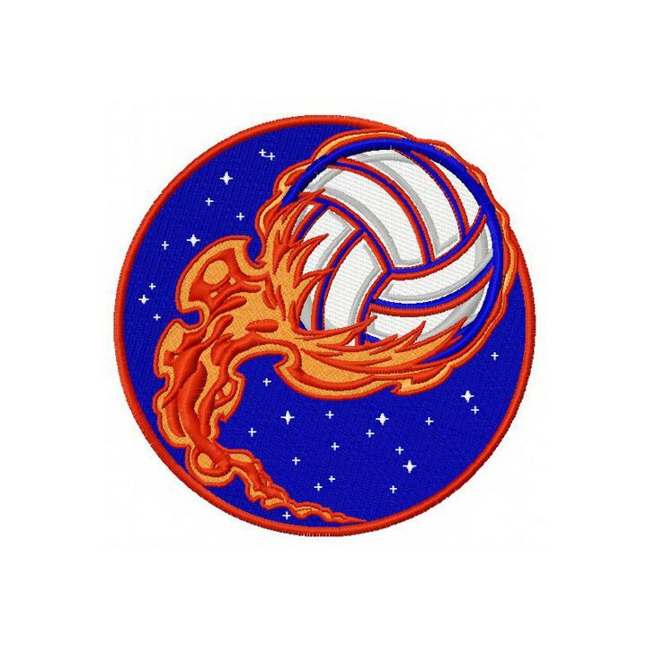 Volleyball ball in flame embroidery design - Embroidery Design
