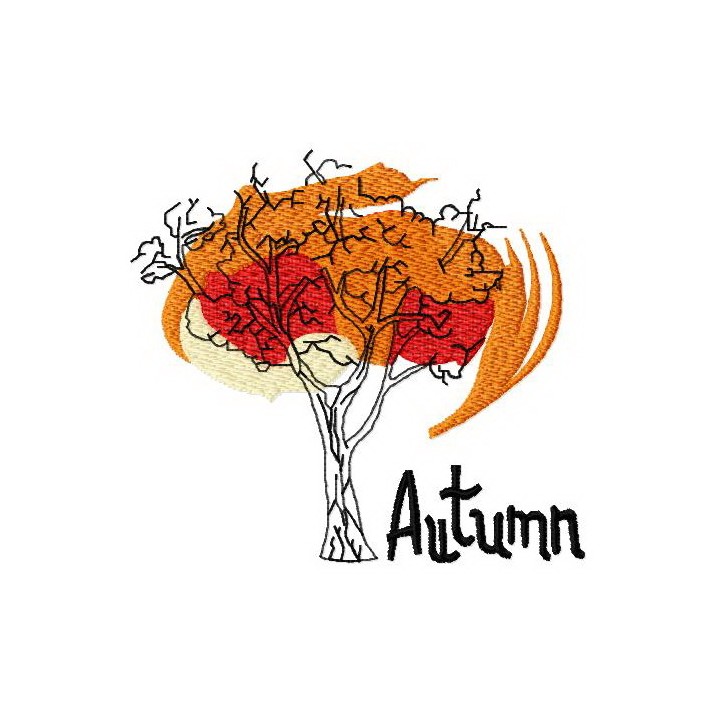 Autumn tree embroidery design - Embroidery Design