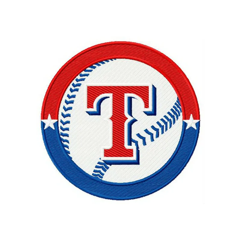 Texas Rangers logo 3 embroidery design showcasing the team's emblem, perfect for caps and jackets.