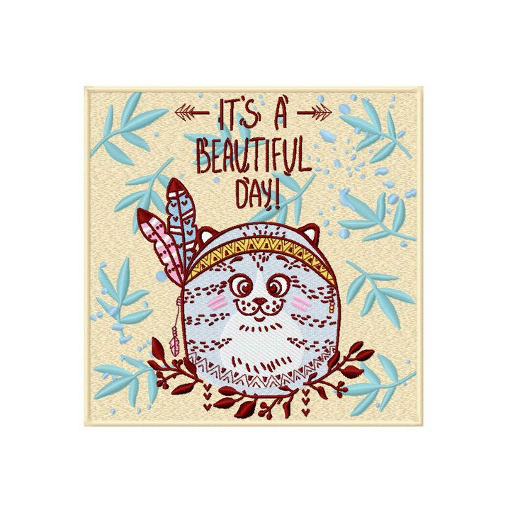 Indian cat embroidery design - Embroidery Design